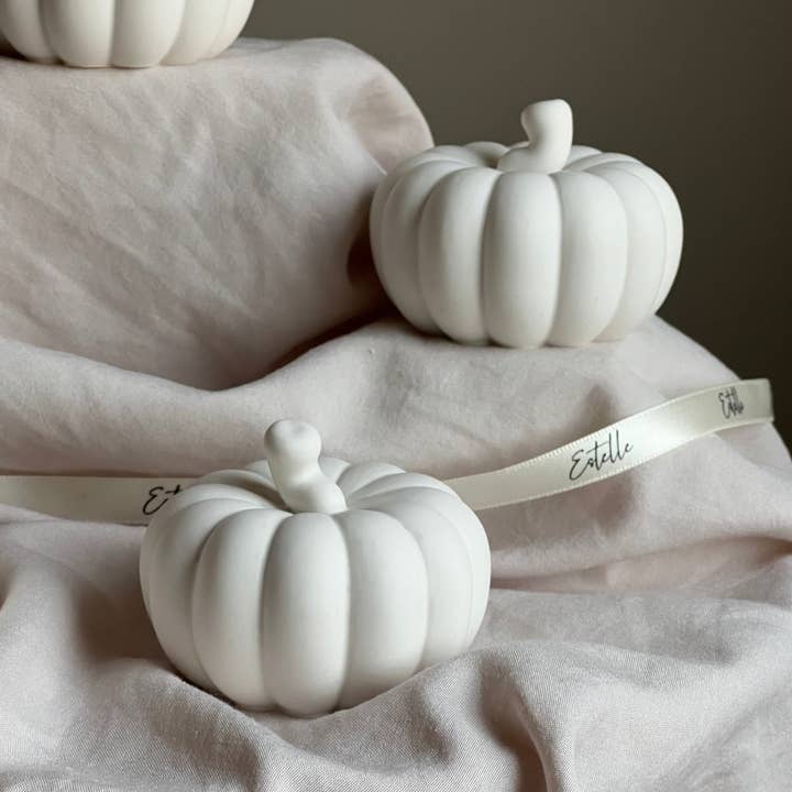 Estelle Studio - Wholesale Decorative Tabletop Object - Cute Autumn Pumpkin Stone Decor