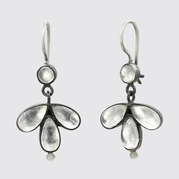 Jane Diaz NY - Wholesale Dangle Earrings - Tiny Foil Backed Cabochon Drop - EJ20897