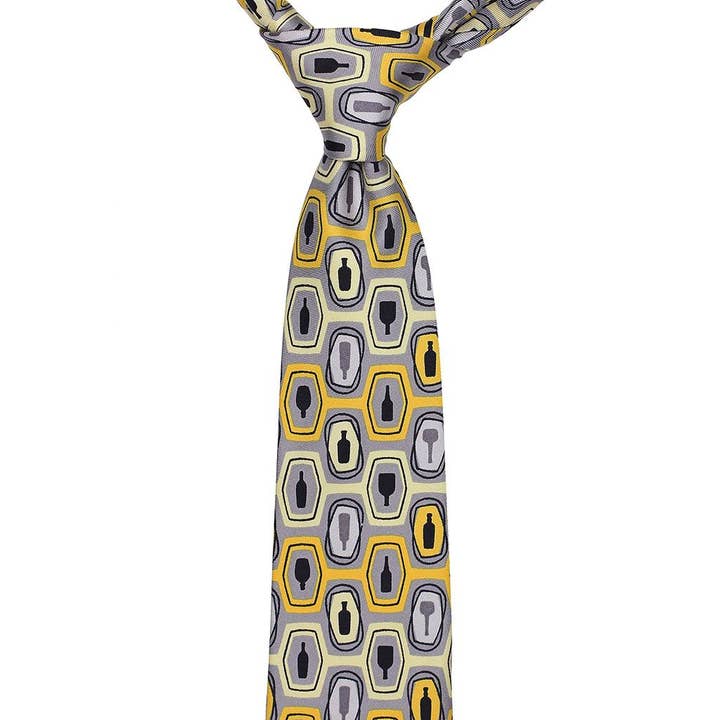 Bourbon Cousins - Wholesale Necktie - Men's - Bourbon Fest Neck Tie - Gold + Gray1