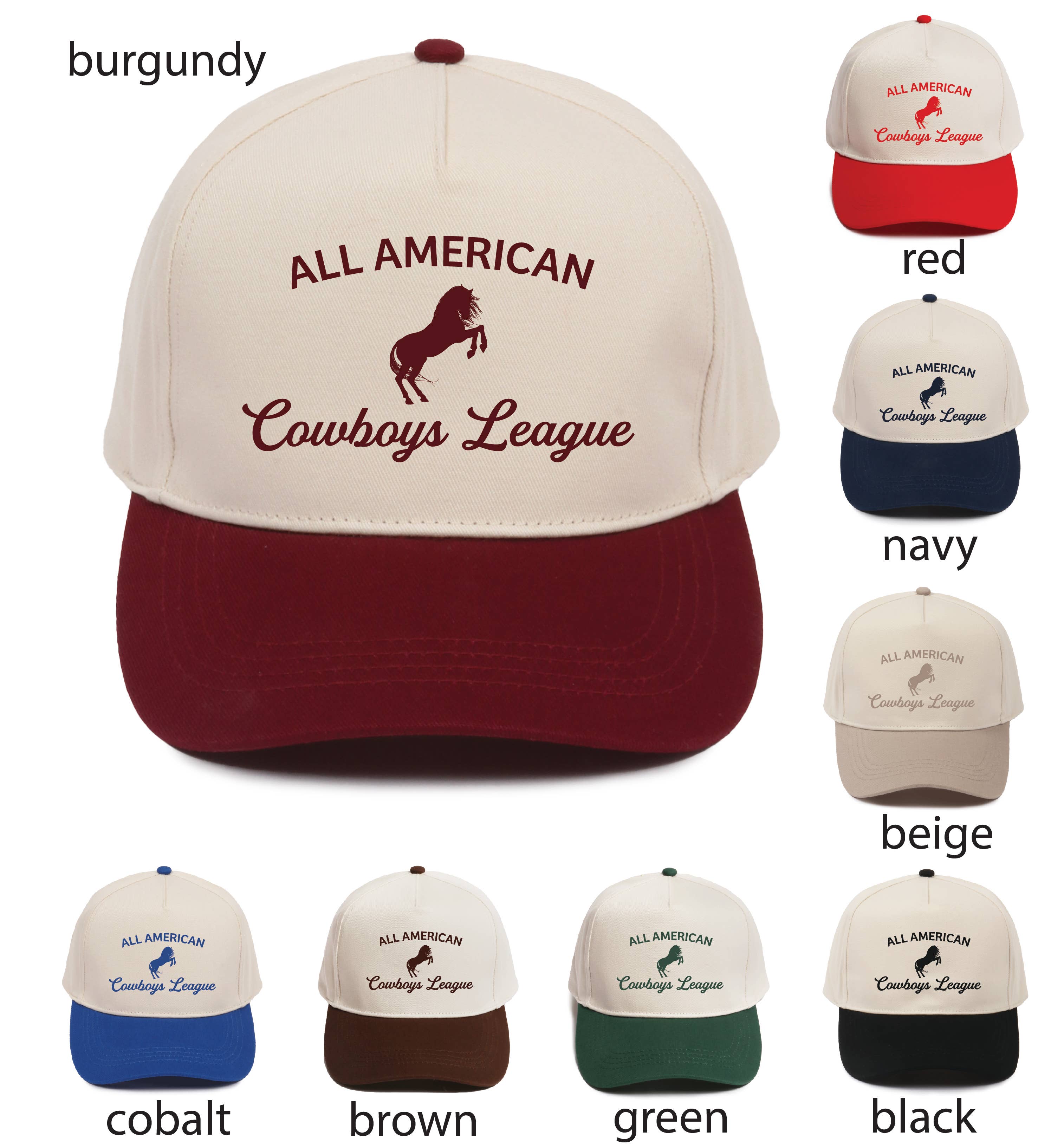 David And Young - Wholesale Baseball Cap - Unisex - Western ALL AMERICAN COWBOYS LEAGUE Embroidery 5 Panel Cap