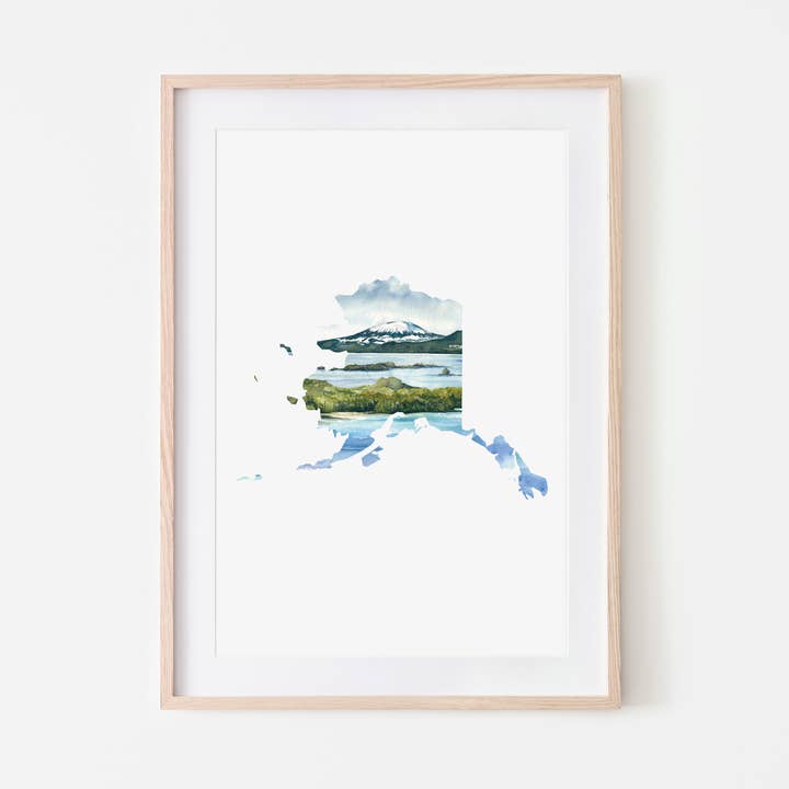 State of Alaska Art Print for wholesale by Broken Paddle Studio