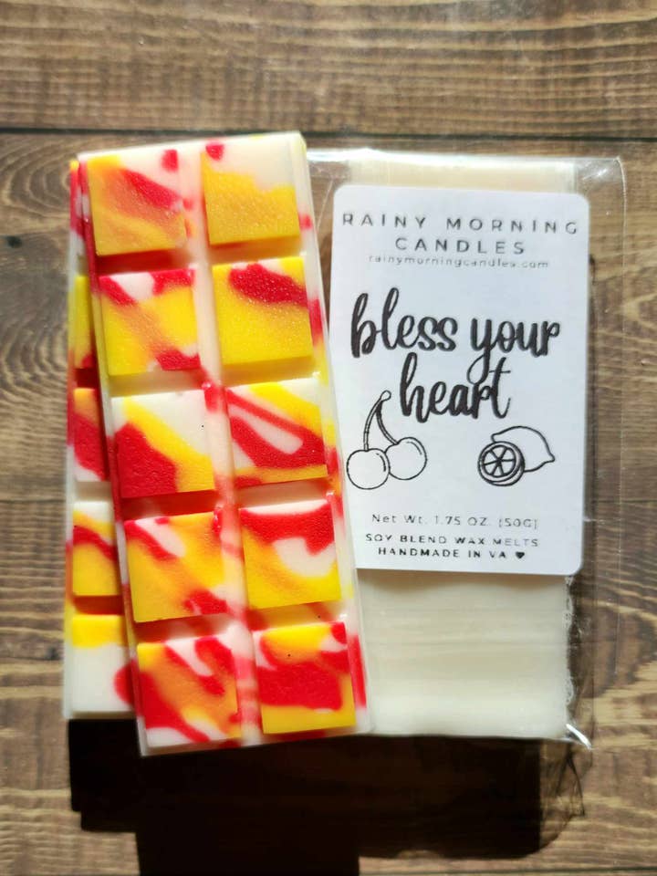 Bless Your Heart | Cherry Lemonade Snap Bar Wax Melts for wholesale by Rainy Morning Candles