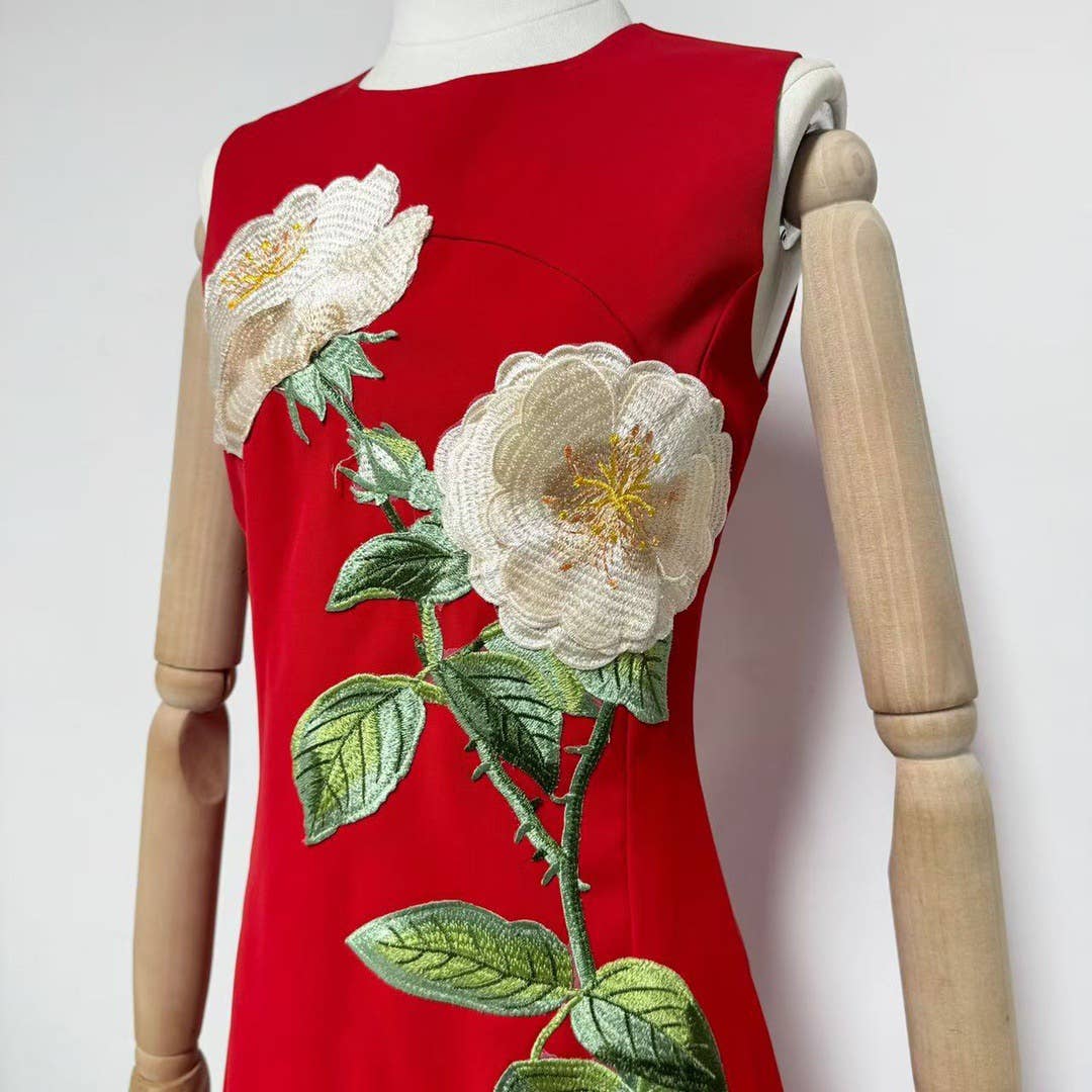 Productseeker - Wholesale Dress - Women's - DR750Y Sleeveless 3D Floral Embroidered Elegant Long Dress13