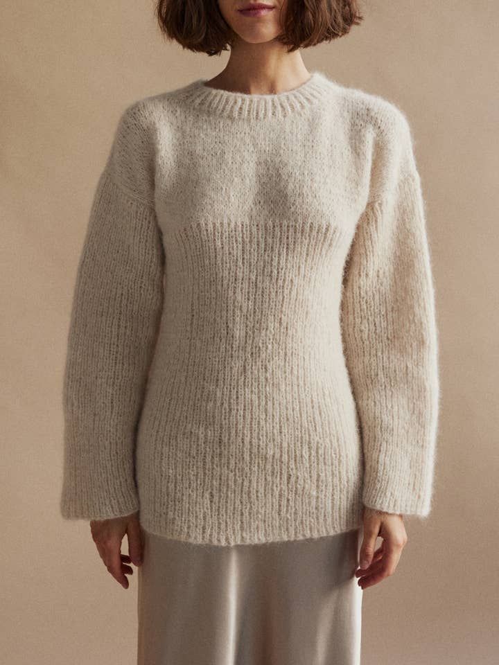 Luca Sweater // Off-white Alpaca Wool & Silk for wholesale by ASME STUDIOS