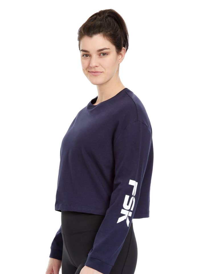 PSK Logo Long Sleeve Crop Top for wholesale by PSK COLLECTIVE