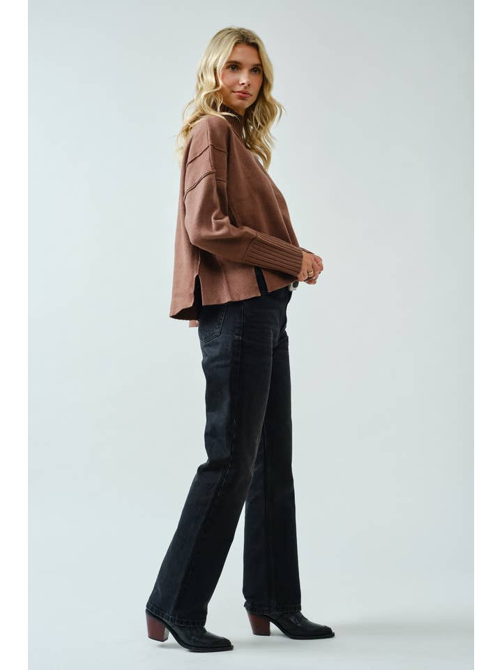 SPICE ALLEY - Wholesale Knit Sweater - Women's - SA00121T - Soft Overlock Mock Neck Sweater9