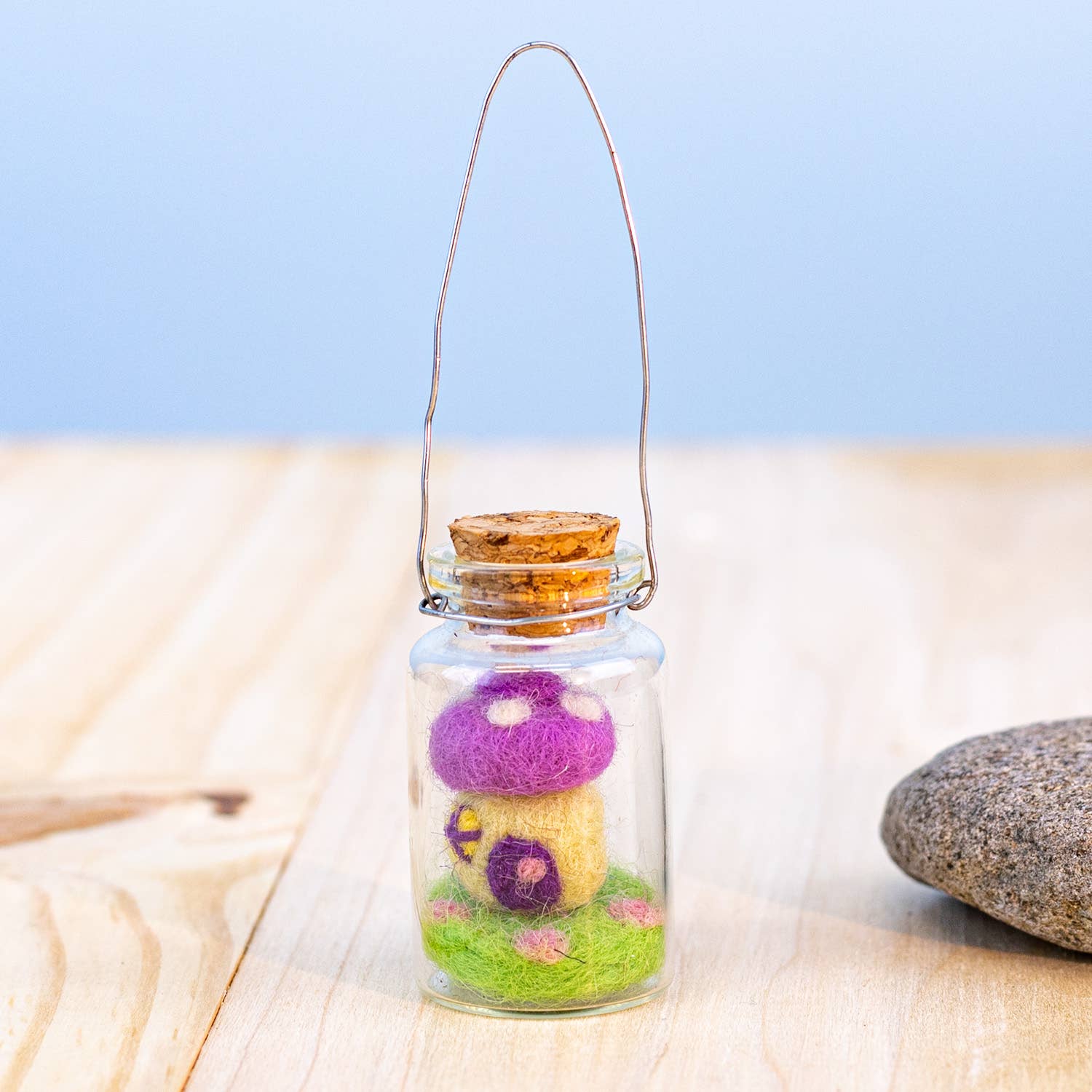 dZi Handmade - Wholesale Ornament - Tiny Mushroom House Bottle Ornament1