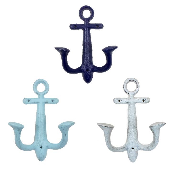 Cast Iron Anchor Hooks 3 Colours for wholesale by Koppers Home