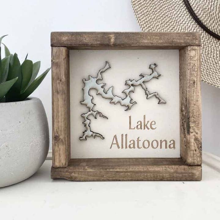 Pine Designs - Wholesale Sign - 7 x 7 "Any" Lake Name and Shape 3D Art Wood Sign