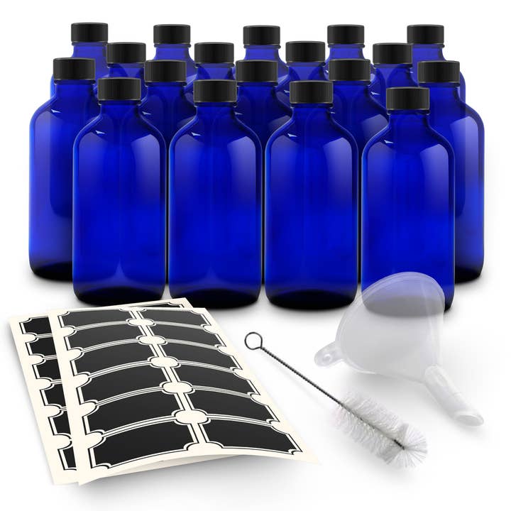 Cobalt Blue Glass Bottles with Twist Caps - 8oz (18pk) and other Purchase Wholesale jars and bottles. Free Returns & Net 60 Terms on Faire trending on Faire.