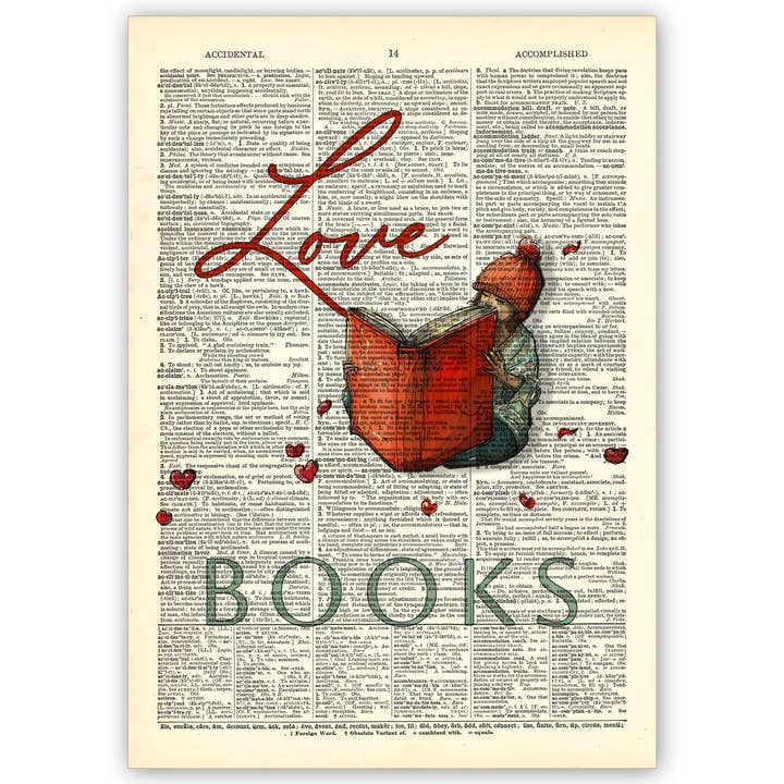 Kunstdruk Woordenboekpagina | Hou van Boeken voor wholesale door Vintage Dictionary Art