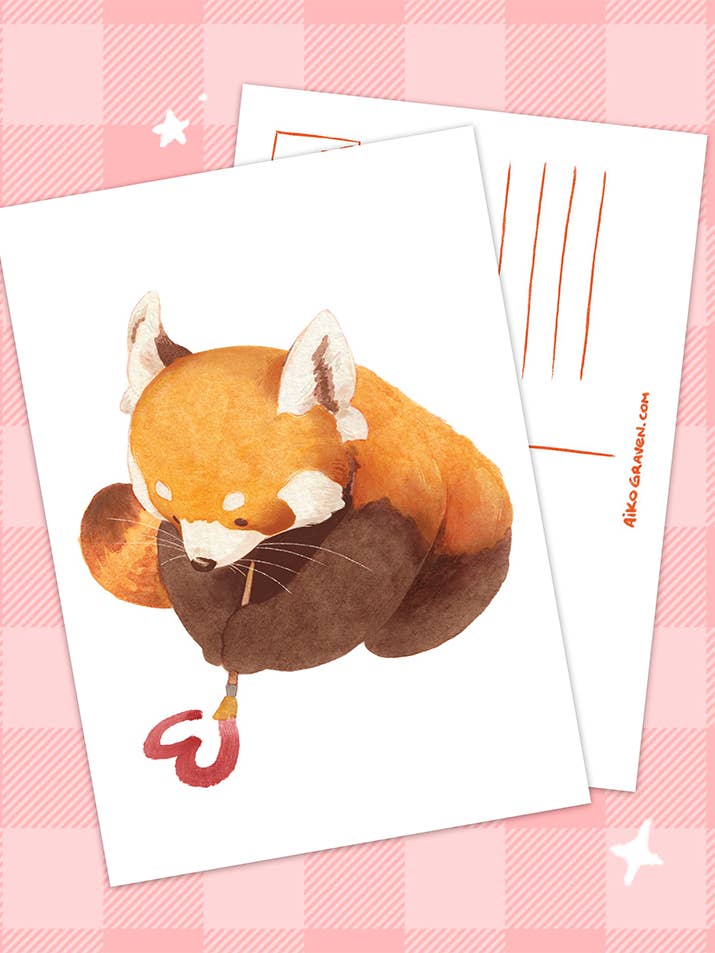 Artsy Red Panda | Greeting card for wholesale by Aiko Graven