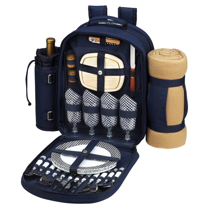 Picnic at Ascot - Wholesale Picnic Basket - Picnic Backpack for Four with Blanket