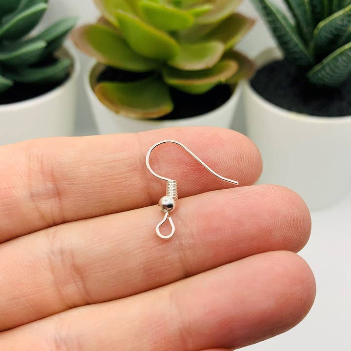 Guerrilla Charm - Wholesale Craft Supplies - Bright Silver Plated Fish Hook Earring Wires with Spring and Ball, 20x18mm2