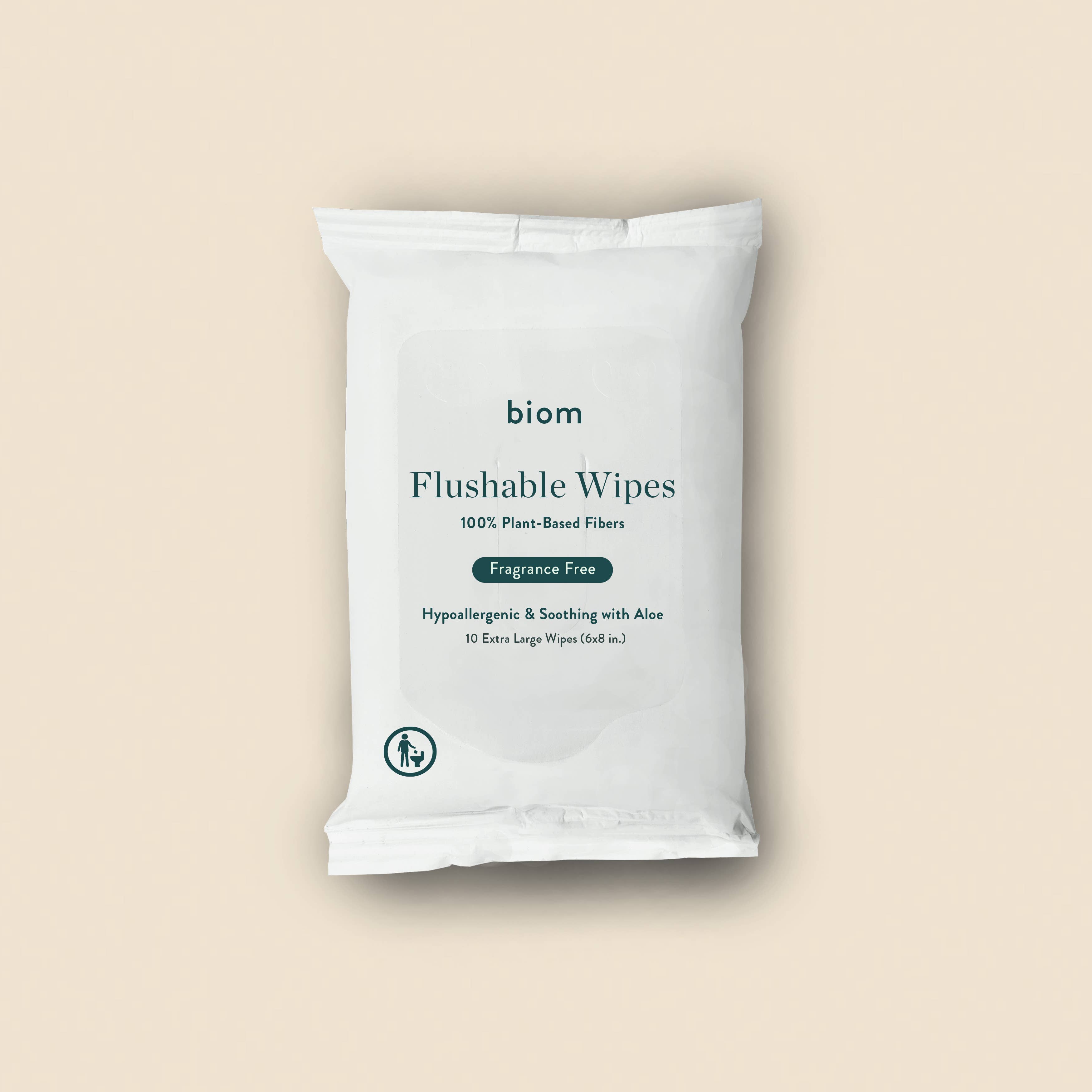 biom - Wholesale Face & Body Wipes - Flushable Wipes - Travel Pack (10ct)