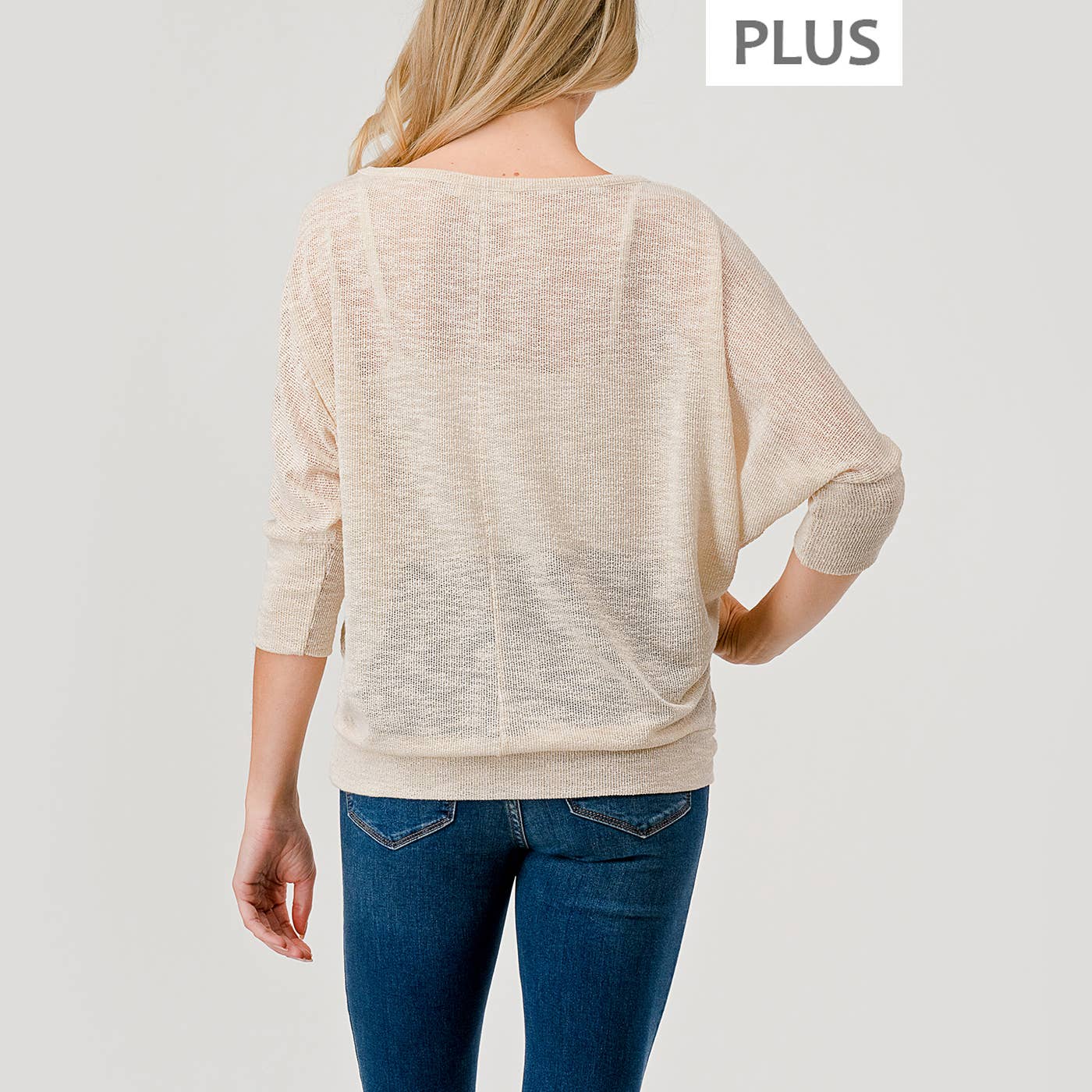 Heimious - Vente Haut en maille – femme - Haut à manches 3/4 à texture flammée à manches Dolman, grande taille, T813-PL4