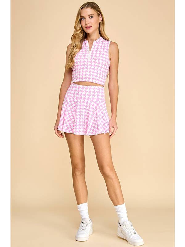 TCEC - Wholesale Skirt - Women's - CS3720-Motion Houndstooth Patterned Athleisure Skirt
