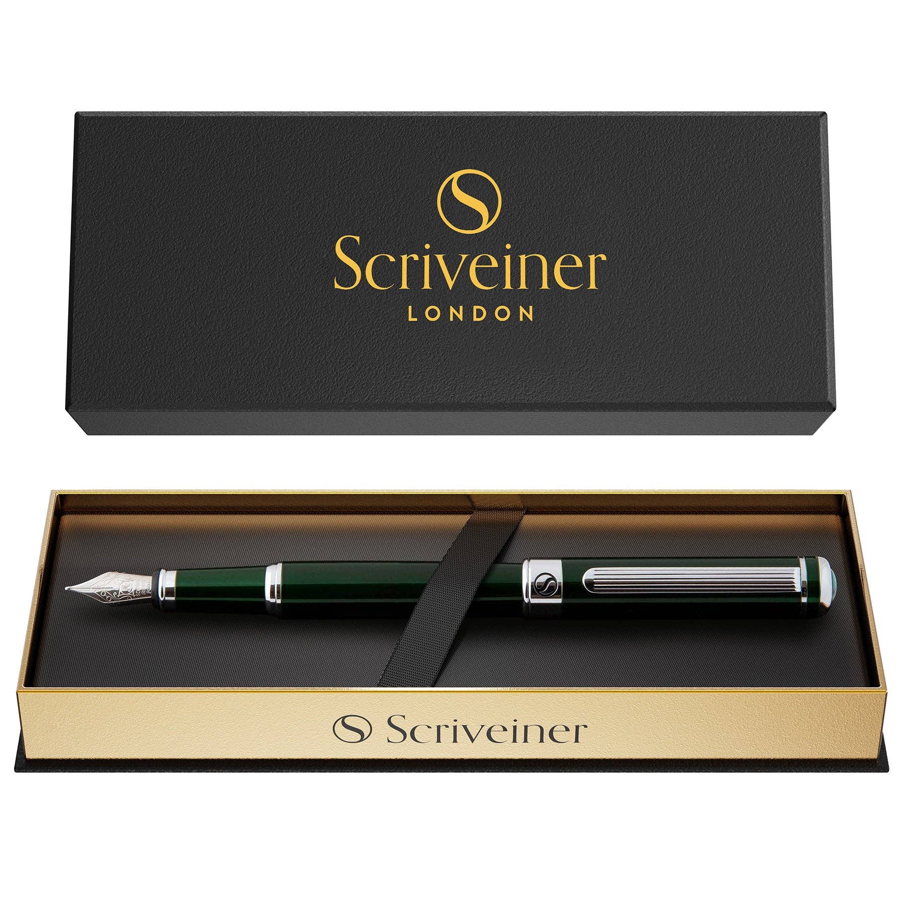 Scriveiner - Wholesale Pen - Classic Black Green Fountain Pen - Fine Nib - Custom3