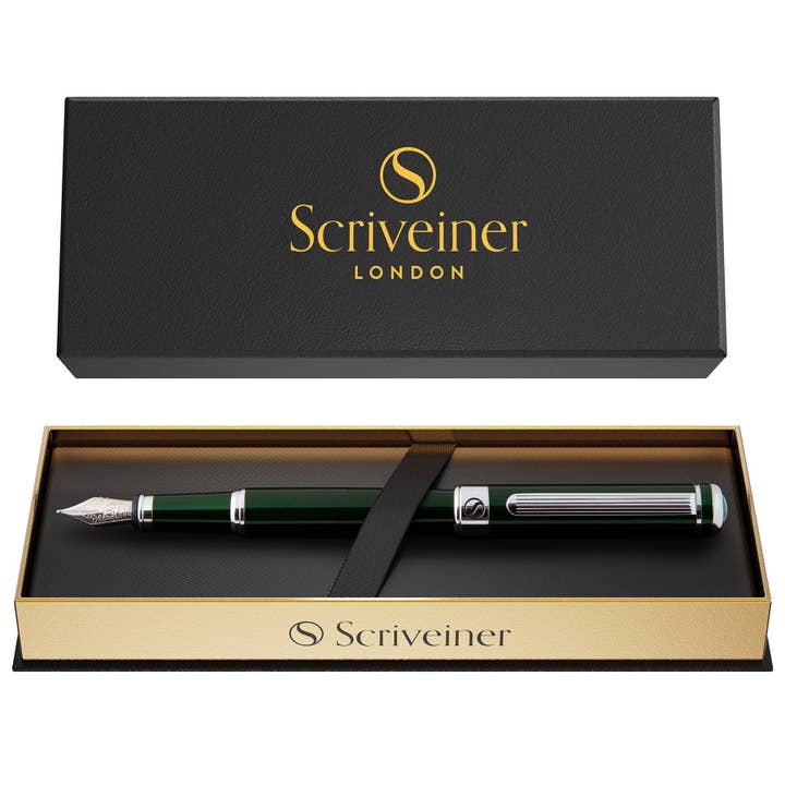 Scriveiner - Wholesale Pen - Classic Black Green Fountain Pen - Fine Nib - Custom3