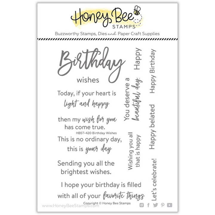 Birthday Wishes - 4x6 Photopolymer Stamp Set for wholesale by Honey Bee Stamps