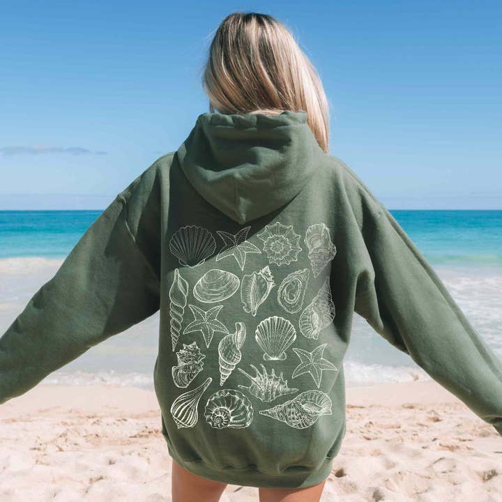Seashell Ocean Beach Hoodie | Oversized Graphic Hoodie for wholesale by Sisterly Gifts Shop