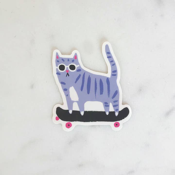 Idlewild Co. - Wholesale Sticker - Skater Cat Die Cut Sticker1