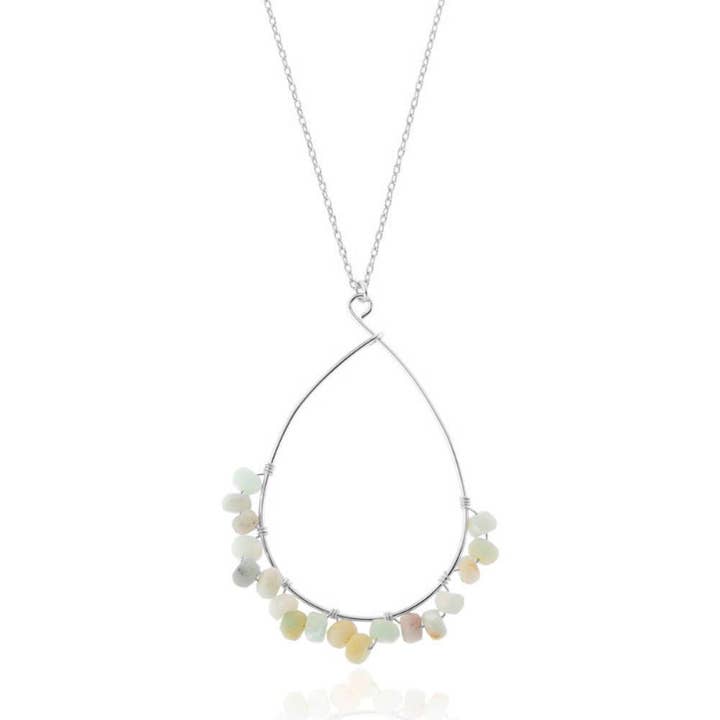 Mineral necklace - teardrop - rhodium-plated silver - 38+2+2cm for wholesale by Buganto