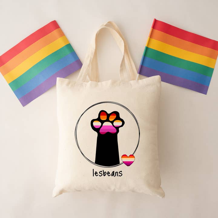 Lesbeans - LGBTQ+ - Lesbian Cat Tote Bag for wholesale by Spicy Kitten Designs