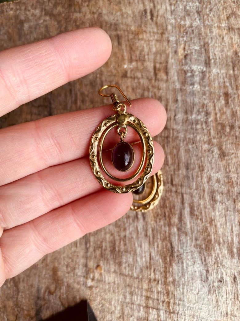 Kaali Boutique - Wholesale Dangle Earrings - Amethyst Earrings Dangle Brass Ethnic, rustic, yoga, hippie, gypsy, pretty, psy, boho, bohemian, festival3