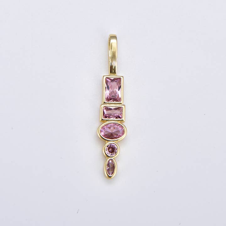 Beads Creation - Wholesale Individual Charm/Pendant - Gold Filled Geometric Shape Pave Drop Charm Pendant CP1880