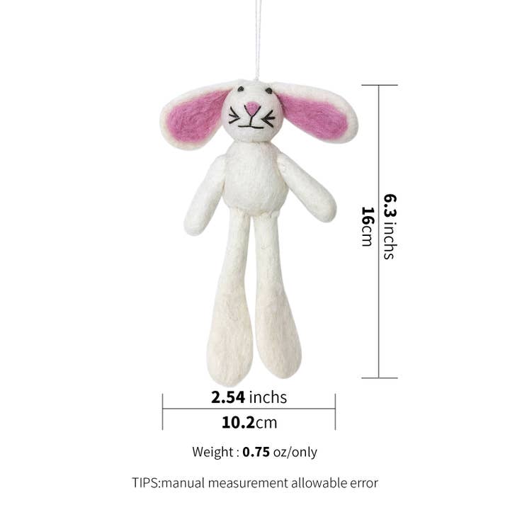 Sparkle Being - Wholesale Ornament - Handgemaakte vilten konijnenornament – Schattige paas- of kerstdecoratie4