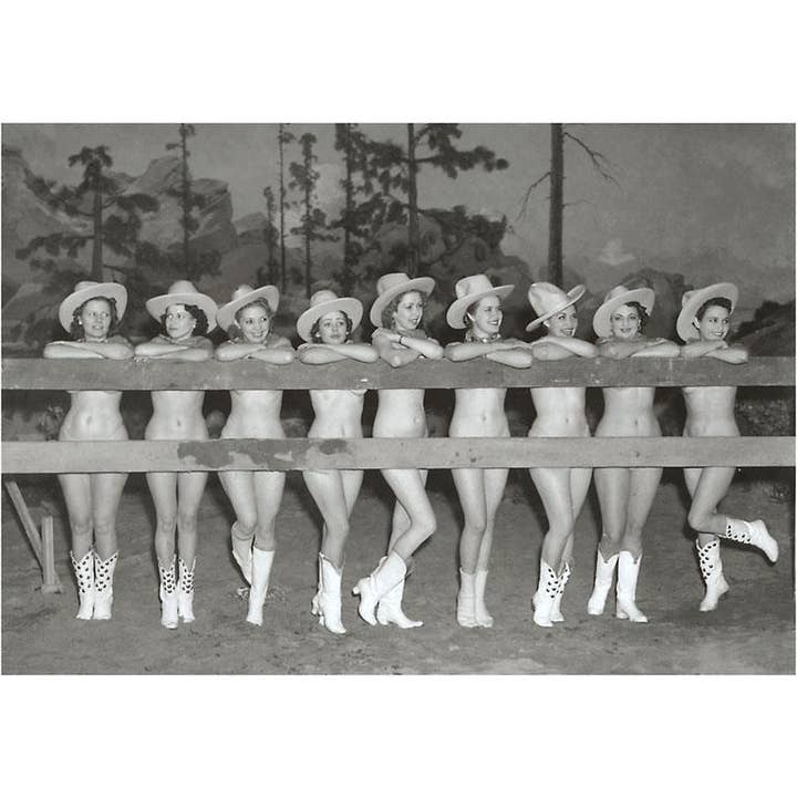 Found Image Press - Wholesale Art Print - Art Print CG-96 Nude Cowgirls by Fence