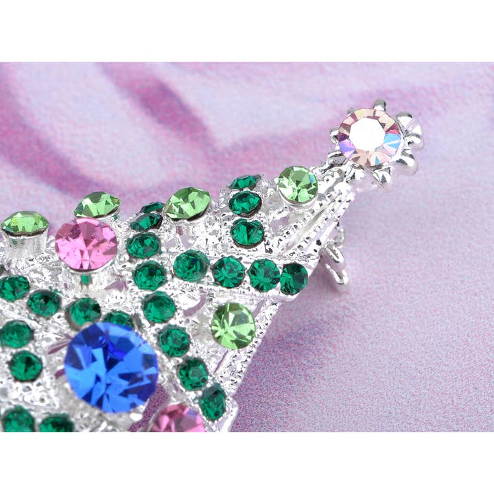 AK Brand - Wholesale Brooch - Christmas Joy Frost Lit Tree Ornament Pin Brooch1