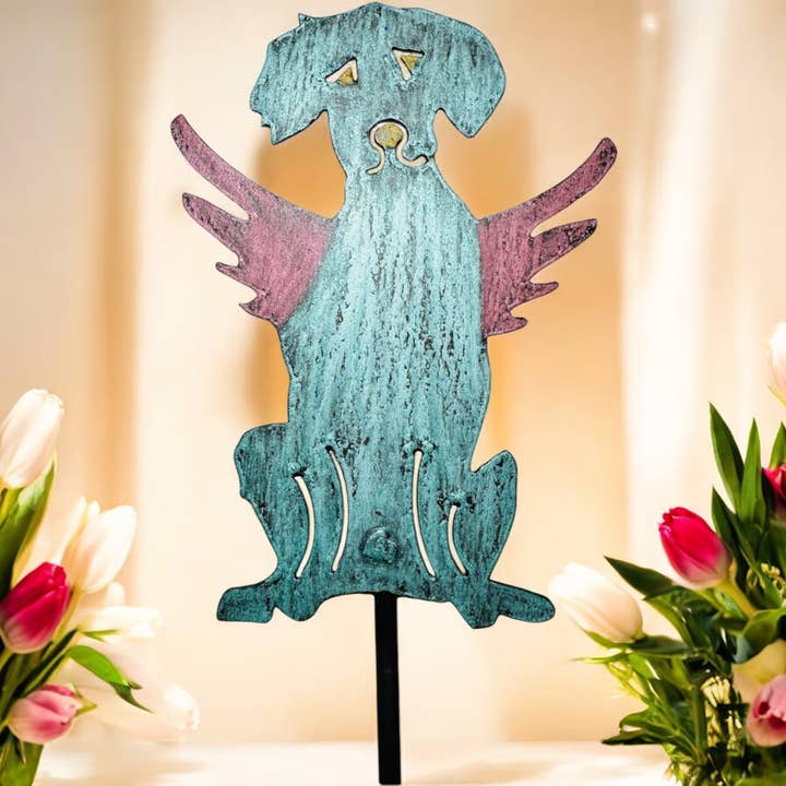 Whimsies - Wholesale Garden/Lawn Stake - Metal Dog Plant stake Pet memorial garden lawn stake Angel