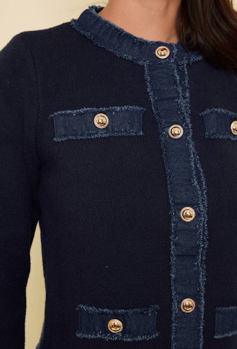 KY CREATION PARIS - Wholesale Cardigan - Women's - Knit vest with denim detail8