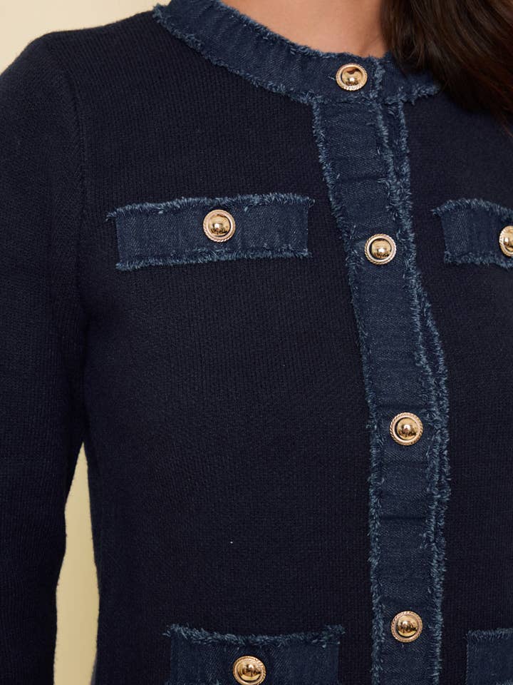 KY CREATION PARIS - Wholesale Cardigan - Women's - Knit vest with denim detail8