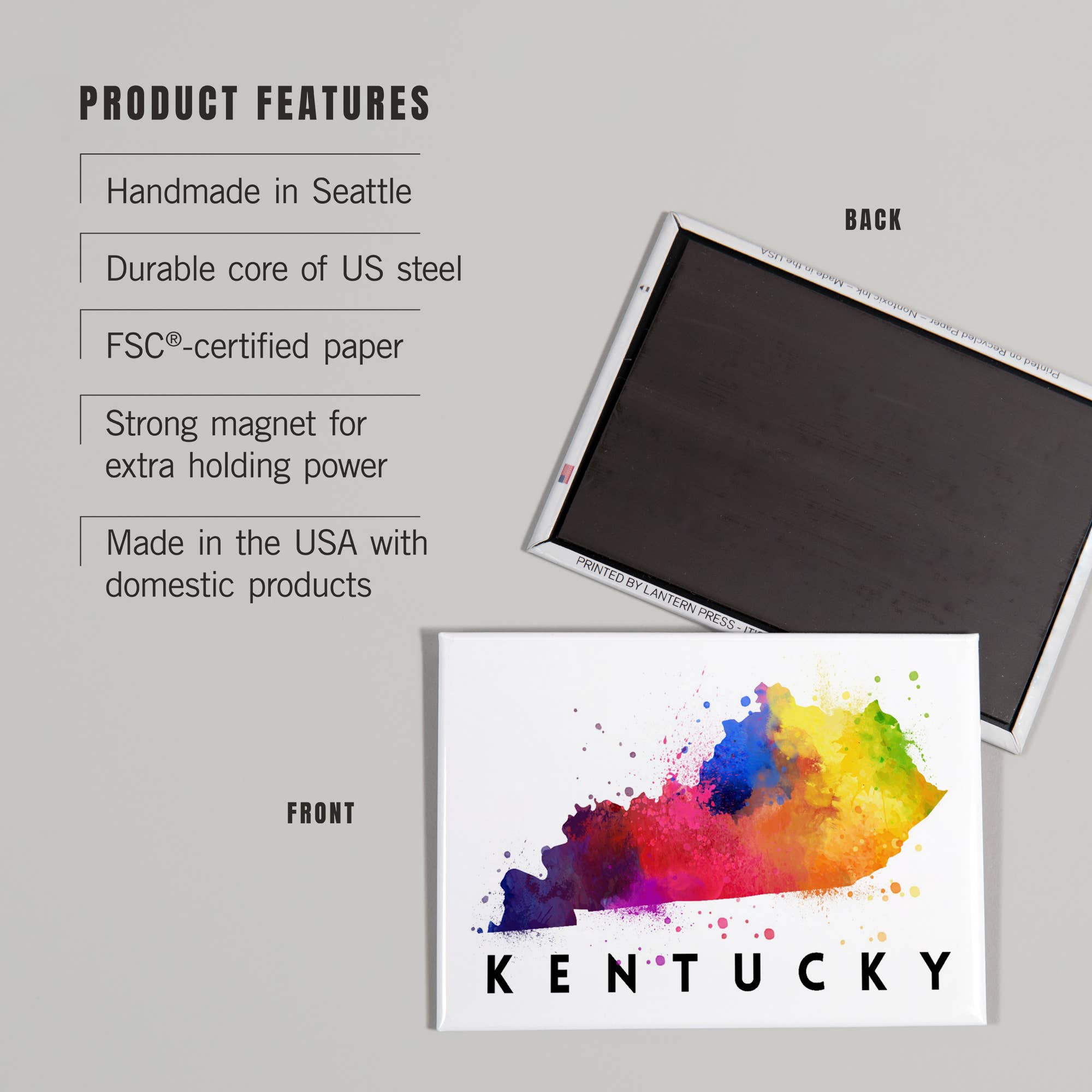 Lantern Press - Vendita all'ingrosso Calamite - MAGNET Kentucky, State Watercolor2