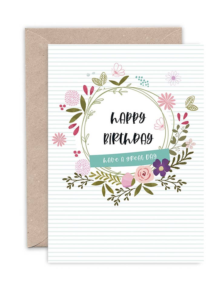 Carte florale de joyeux anniversaire pour la vente par Emma Bryan Design