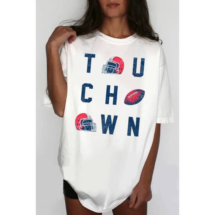 OVERSIZED T-SHIRT MET MINERALE PRINT EN TOUCH DOWN voor wholesale door HRTandLUV