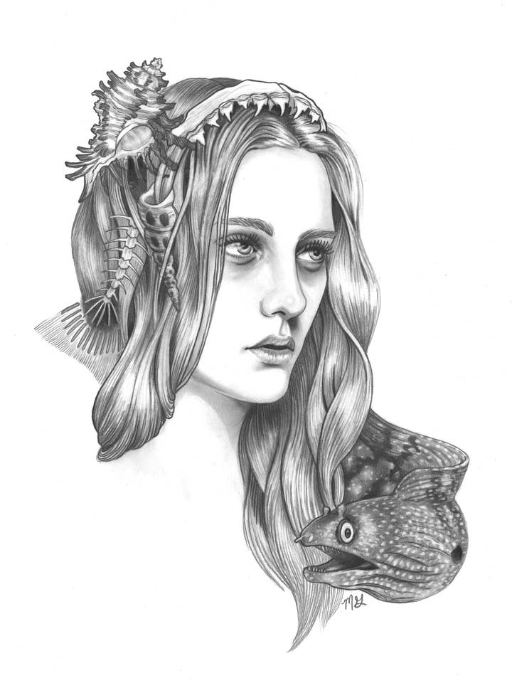 Mermaid Hair Art Print for wholesale by Megan Gray Art