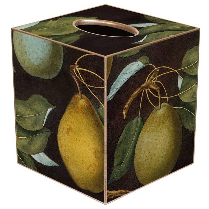 TB1549-Pears on Antique Brown Tissue Cover Box for wholesale by Marye-Kelley