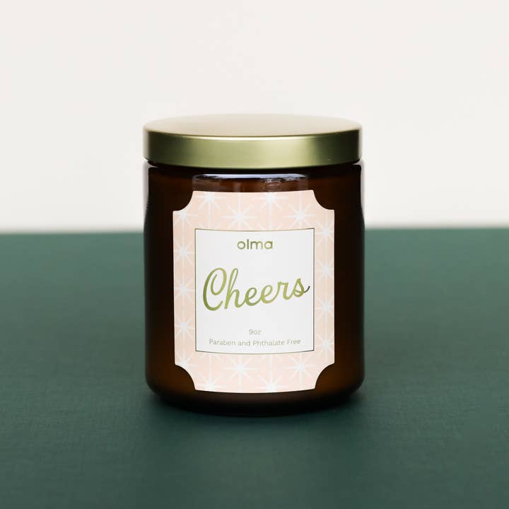 JaxKelly Candles - Wholesale Jar/Filled Candle - Cheers - Holiday Christmas Candle - 9oz Amber2