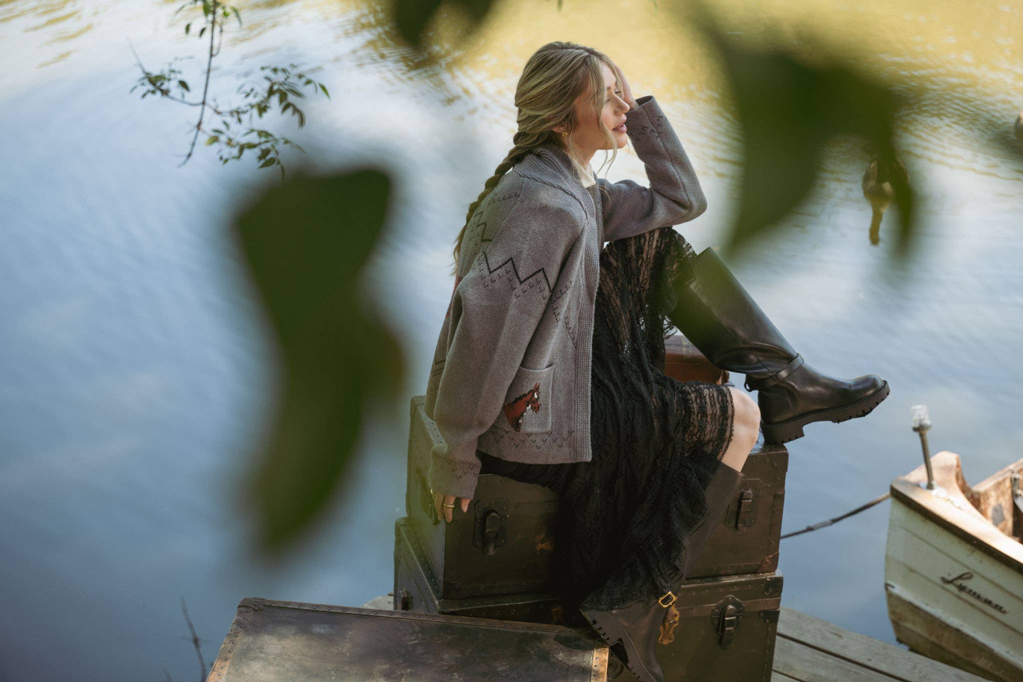 &MERCI - Wholesale Cardigan - Women's - HORSE KNIT SWEATER CARDIGAN MSW1080725