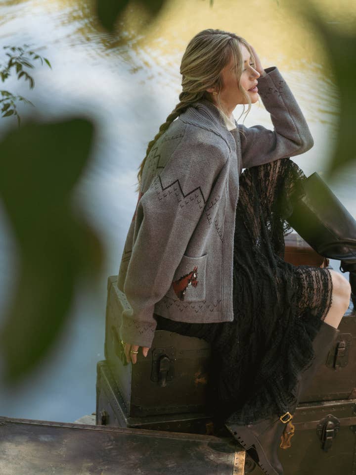 &MERCI - Wholesale Cardigan - Women's - HORSE KNIT SWEATER CARDIGAN MSW1080725