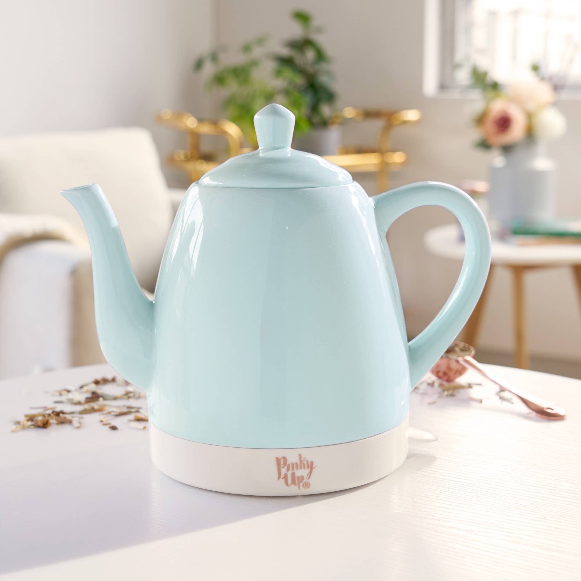 Pinky Up - Wholesale Tea Pot - Noelle™ Ceramic Electric Gooseneck Tea Kettle 50oz in Mint3