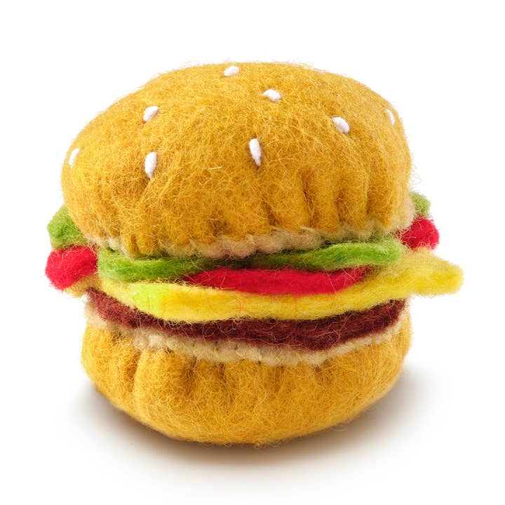 Hamburger Cat Toy for wholesale by The Foggy Dog