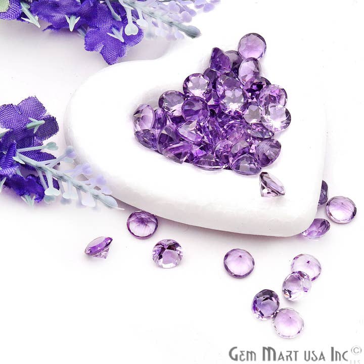 GemMartUSA - Vendita all'ingrosso Pietra/cristallo spirituale - Pietra preziosa sfaccettata sfaccettata tonda in ametista, 7 mm, oltre 10 carati5