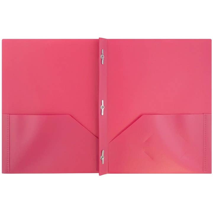 JAM PAPER - Wholesale Folders - Plastic POP Folders with Metal Prongs, 2 Pockets, 6-Pack