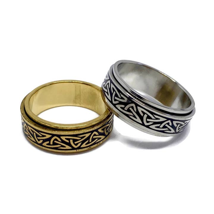 Anillo Giratorio de Patrón Celta Oro Plata Ansiedad Juguete Antiestrés para venta al por mayor de Gifts From The Crypt