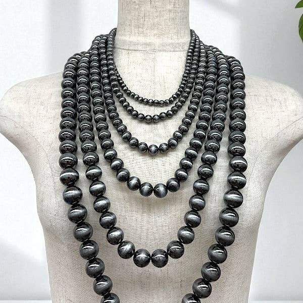 Burnished Silver WESTERN LAYERED NAVAJO PEARL NECKLACE for wholesale on Faire
